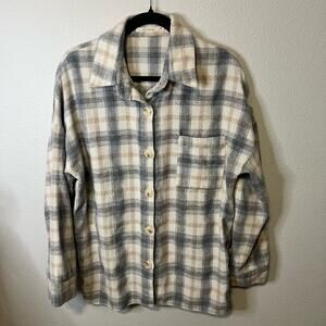 Ellison Gray and Beige Plaid Shacket Size Large